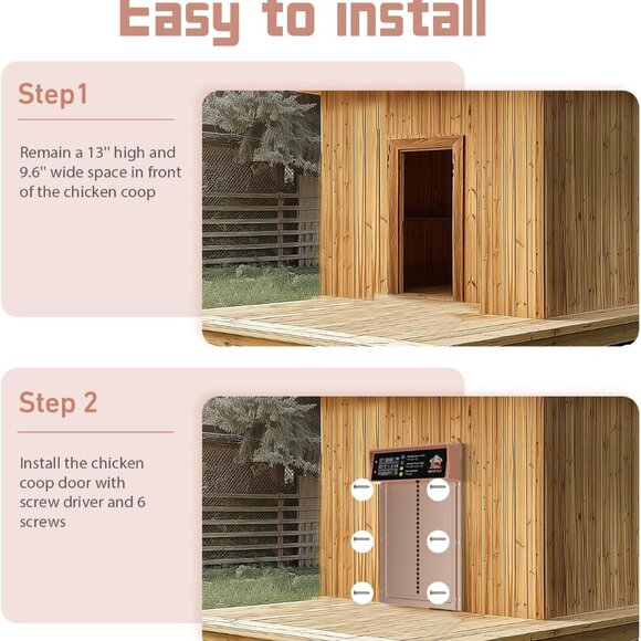 Solar Automatic Chicken Coop Door with Anti-Pinch/Timer/Light Sensor/LCD Display - Picture 5 of 6